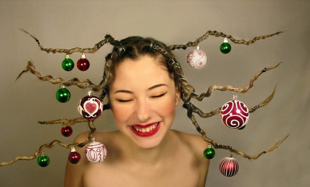 Funky Tree Branch Braid With Hung Ornaments