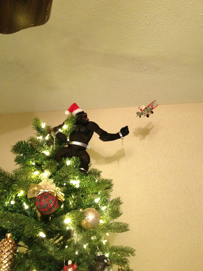 I Told My Fiancee That We Needed To Get A Funny Tree Topper To Offset The "Adult" Tree. He Nailed It