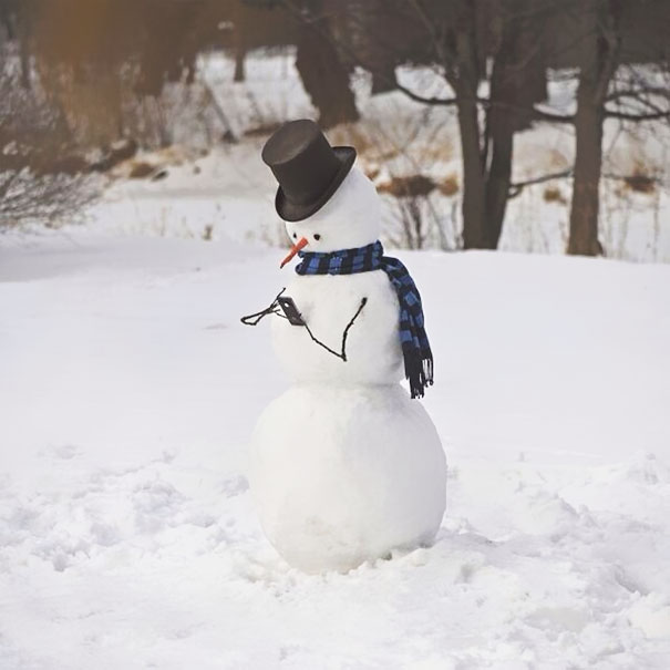 Snowman Using Phone