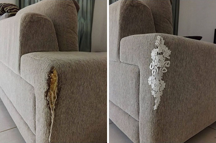 Repair Torn Couch With Lace