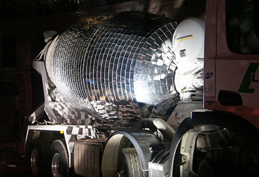 Artist Turns A Cement Mixer Into A Giant Disco Ball, And You Have To See It In Action