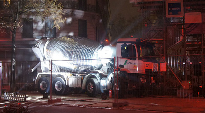 Artist Turns A Cement Mixer Into A Giant Disco Ball, And You Have To See It In Action