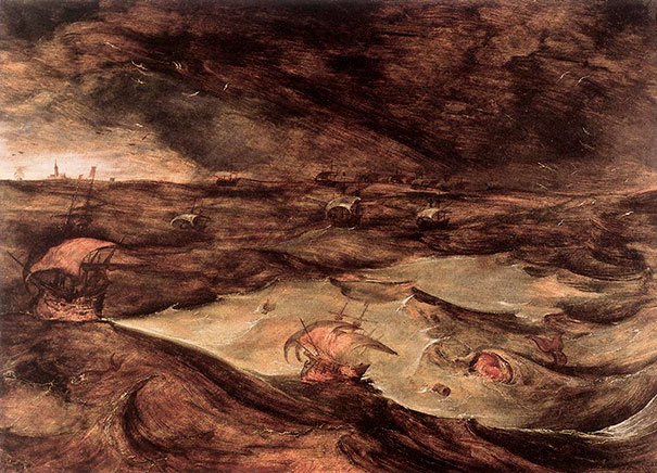 Pieter Bruegel The Elder: Storm At Sea, Unfinished (1569)