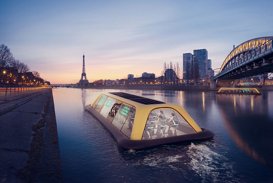 Floating Gym In Paris Uses Human Energy To Sail Down The Seine River