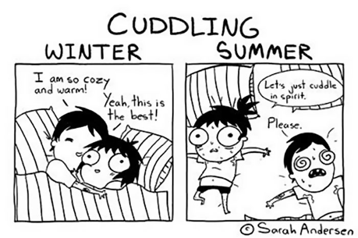 Cuddling In Summer vs. In Winter