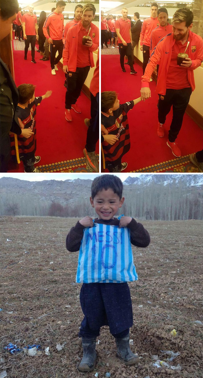 Afghan Boy With Plastic Bag Messi Shirt Finally Gets To Meet His Hero Lionel Messi