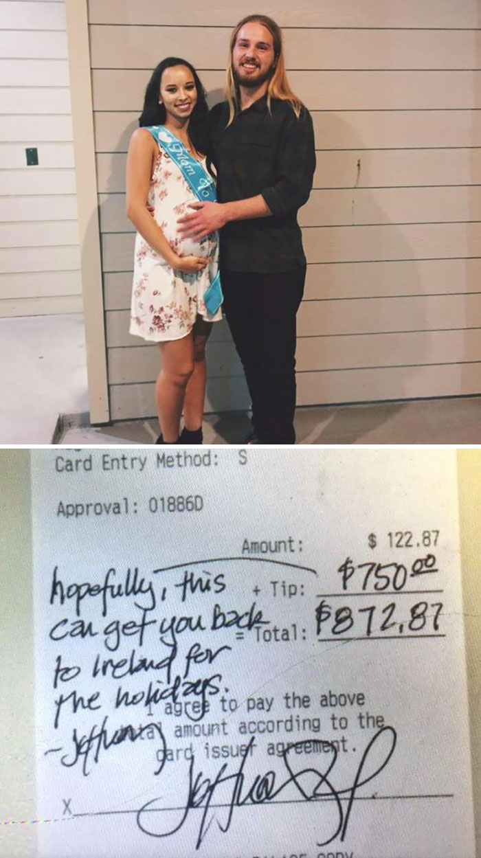 Irish Waiter Receives $750 Tip From A Customer So That He Can Fly Home For Christmas With His Girlfriend And Newborn Baby