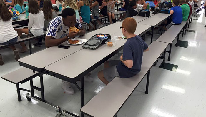Travis Rudolph - FSU Football Player - Joins An Autistic Boy Eating Alone For Lunch