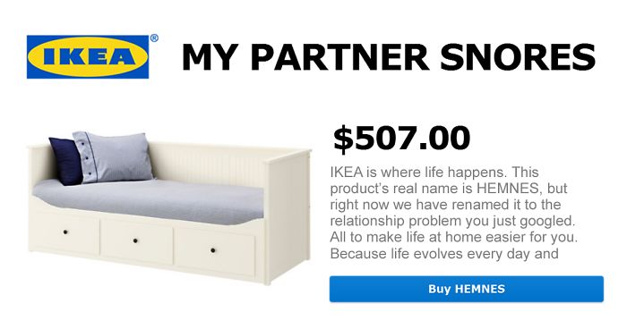Ikea Renames Products After Most Googled Relationship Problems