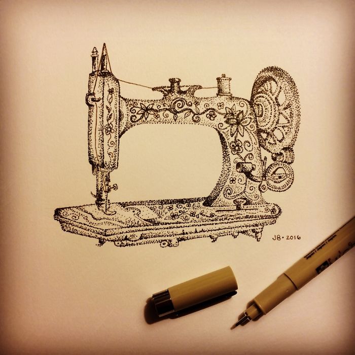 Sewing Machine That I Drew Entirely Of Dots