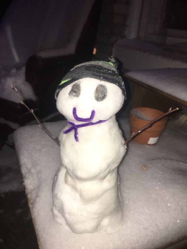 2inches Of Fluffy Snow. He's All I Could Make.