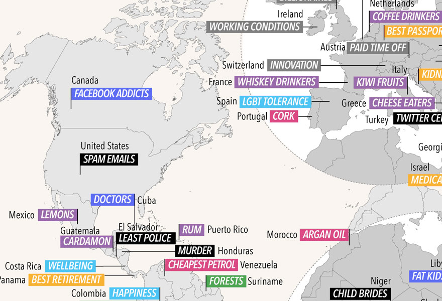 World Map Reveals What Different Countries Are Best At