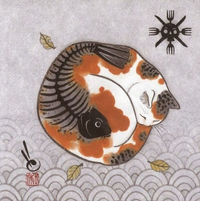 japanese-tattoo-paintings-monmon-cats-kazuaki-horitomo-27