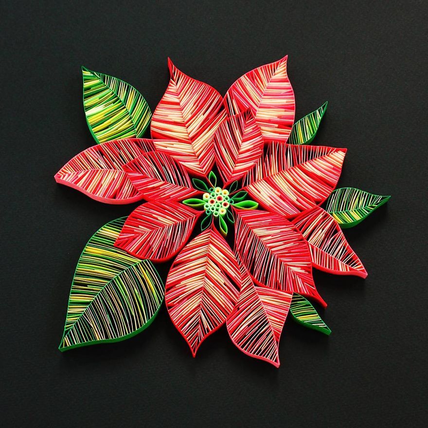 Beautiful Quilled Snowflake Ornaments And Poinsettia By Judith And Rolfe