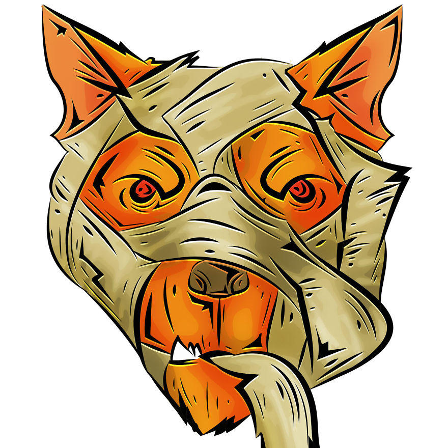 I Designed A Set Of Dogs Wearing Halloween Facepaint