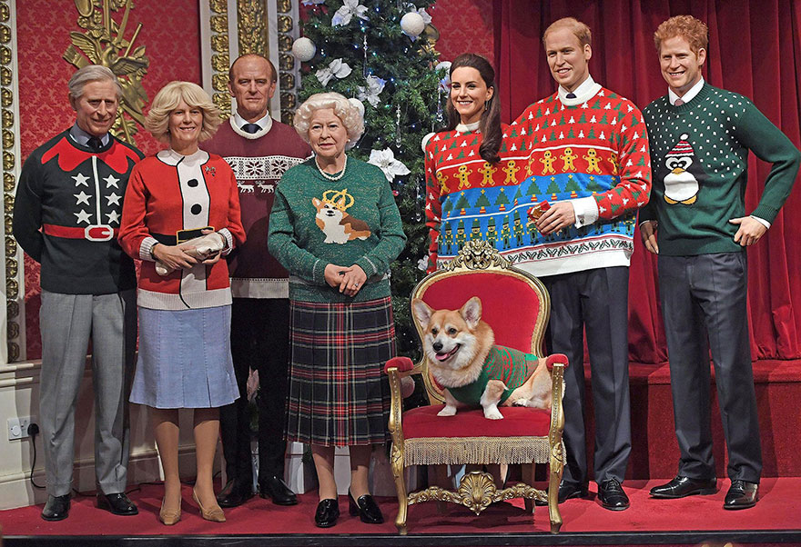 royal-family-wax-figurines-ugly-christmas-sweaters-4