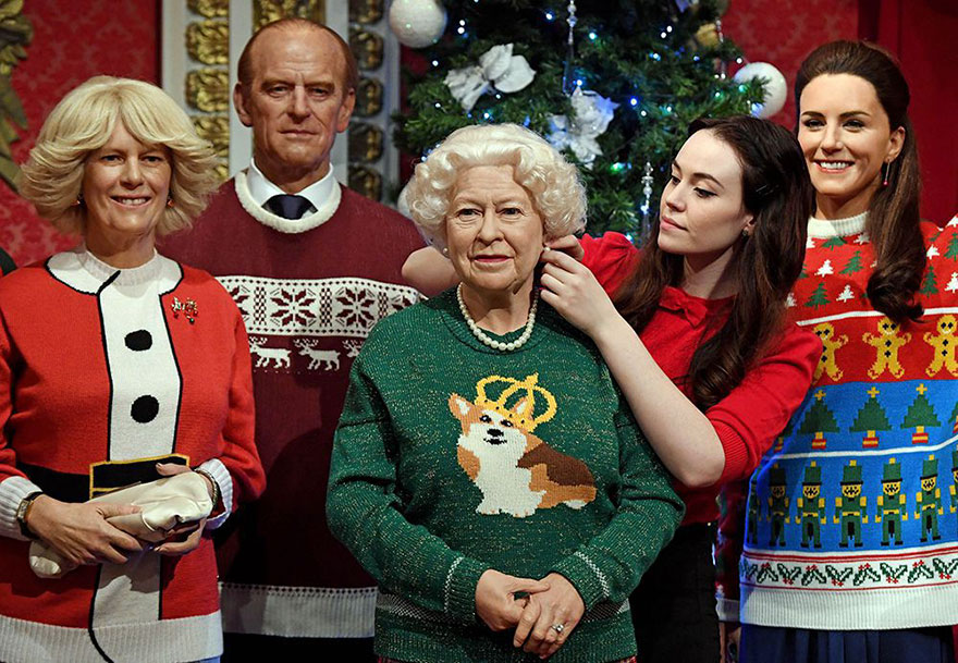 royal-family-wax-figurines-ugly-christmas-sweaters-6