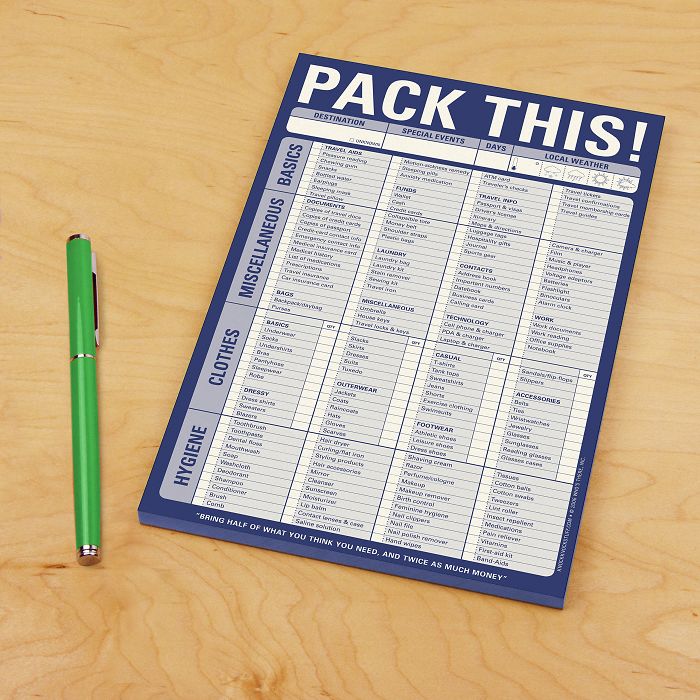 Pack This Checklist Pad