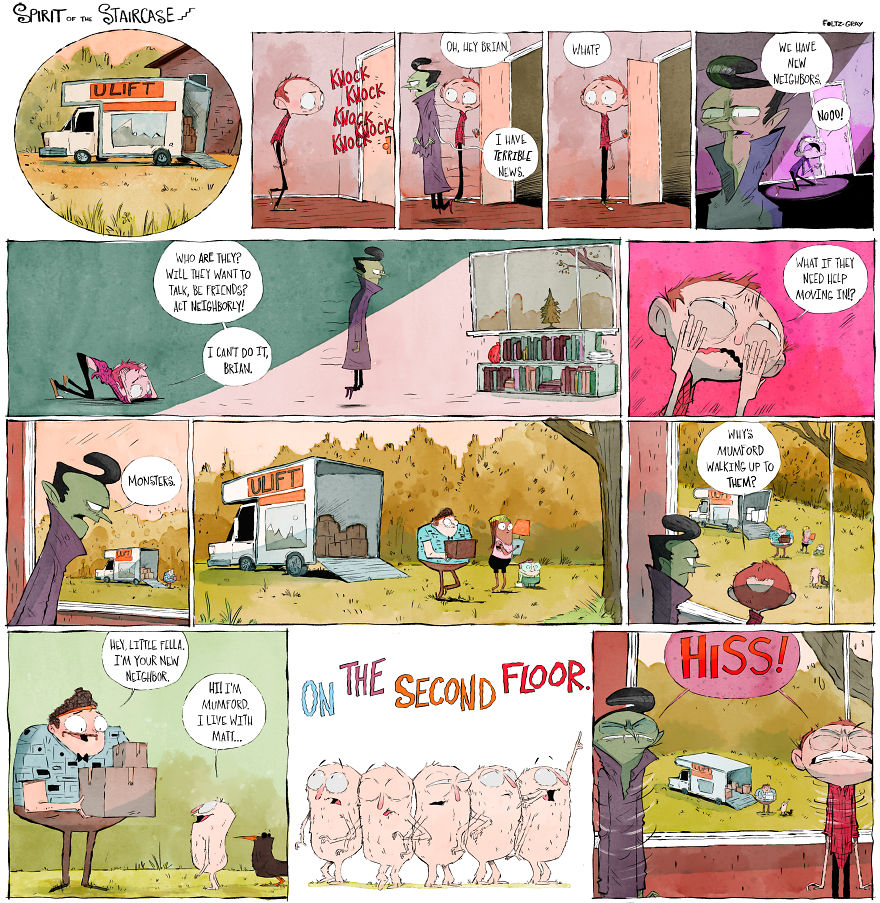 Spirit Of The Staircase: A Comic Strip About Friendship, The South, And A Peculiar Critter. Spirit Of The Staircase: A Comic Strip About Friendship, The South, And A Peculiar Critter.