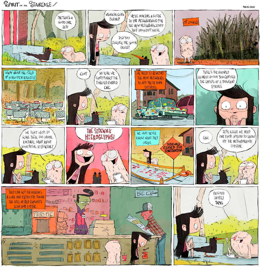 Spirit Of The Staircase: A Comic Strip About Friendship, The South, And A Peculiar Critter. Spirit Of The Staircase: A Comic Strip About Friendship, The South, And A Peculiar Critter.