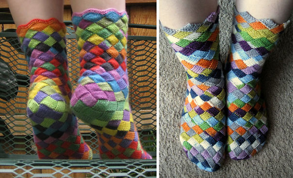 Rainbow Patch Knitted Socks