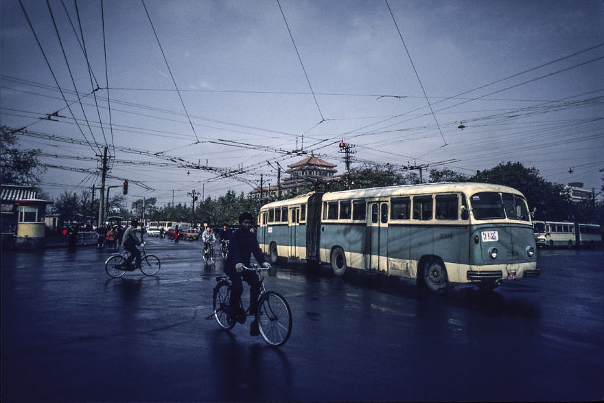 Trolleybus In Front Of The National Art Museum, Beijing, 1987