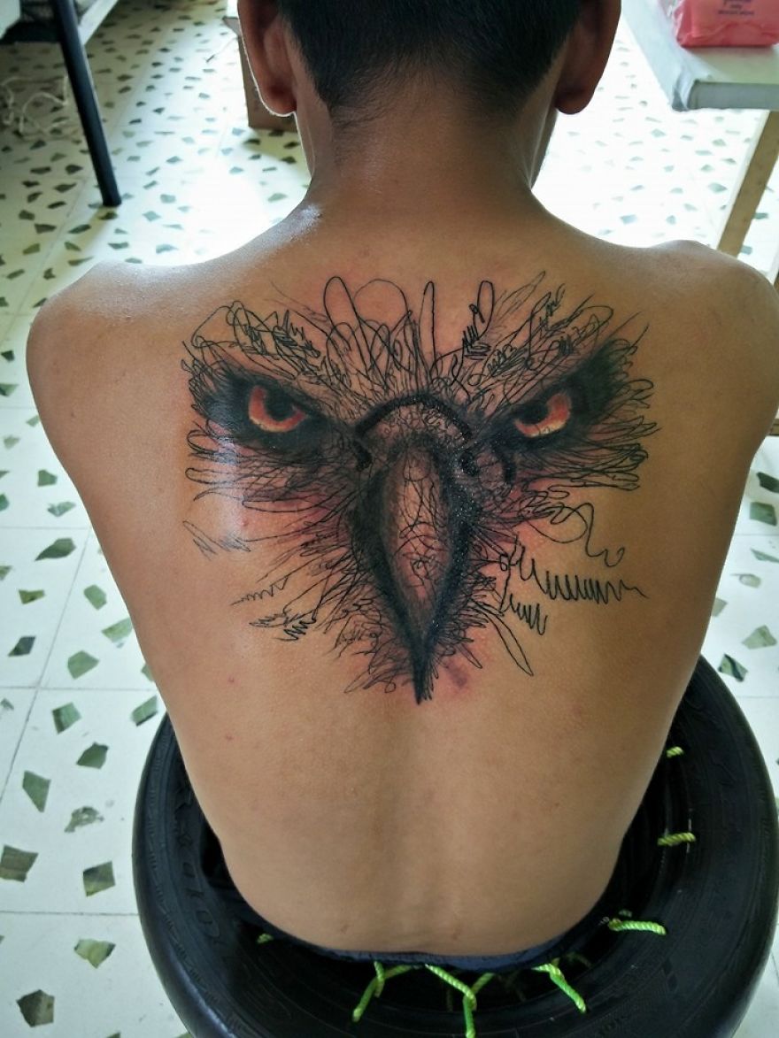 The First Ever Scribbling Tattoo