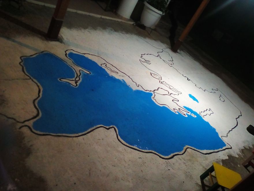 I Painted A Huge Map On My Courtyard
