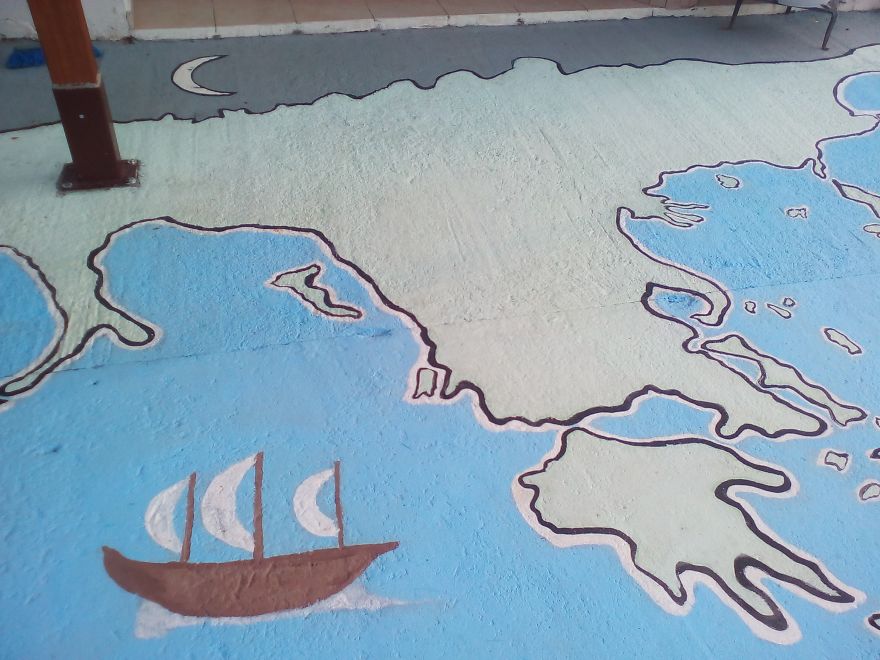 I Painted A Huge Map On My Courtyard