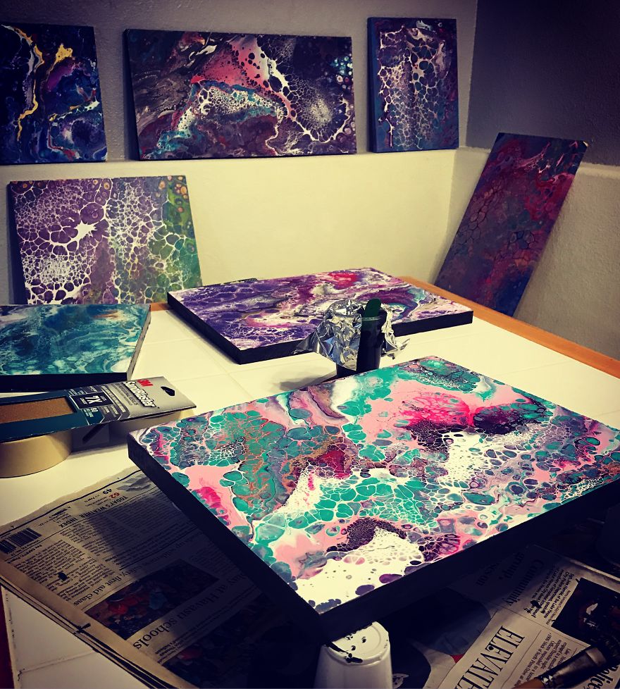 "Cell Paintings" Created With Acrylic