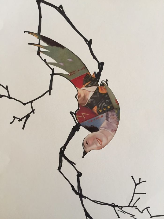 Visually Compelling Japanese Birds Collage Series By Visualcrafter