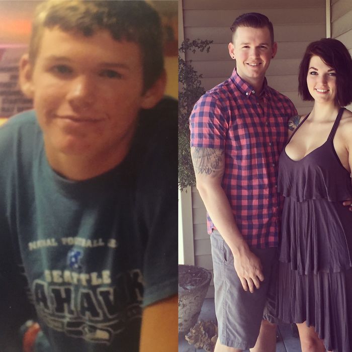Me At 15 With Acne, Braces, And No Confidence Vs Me Now In The Air Force And With A Gf.