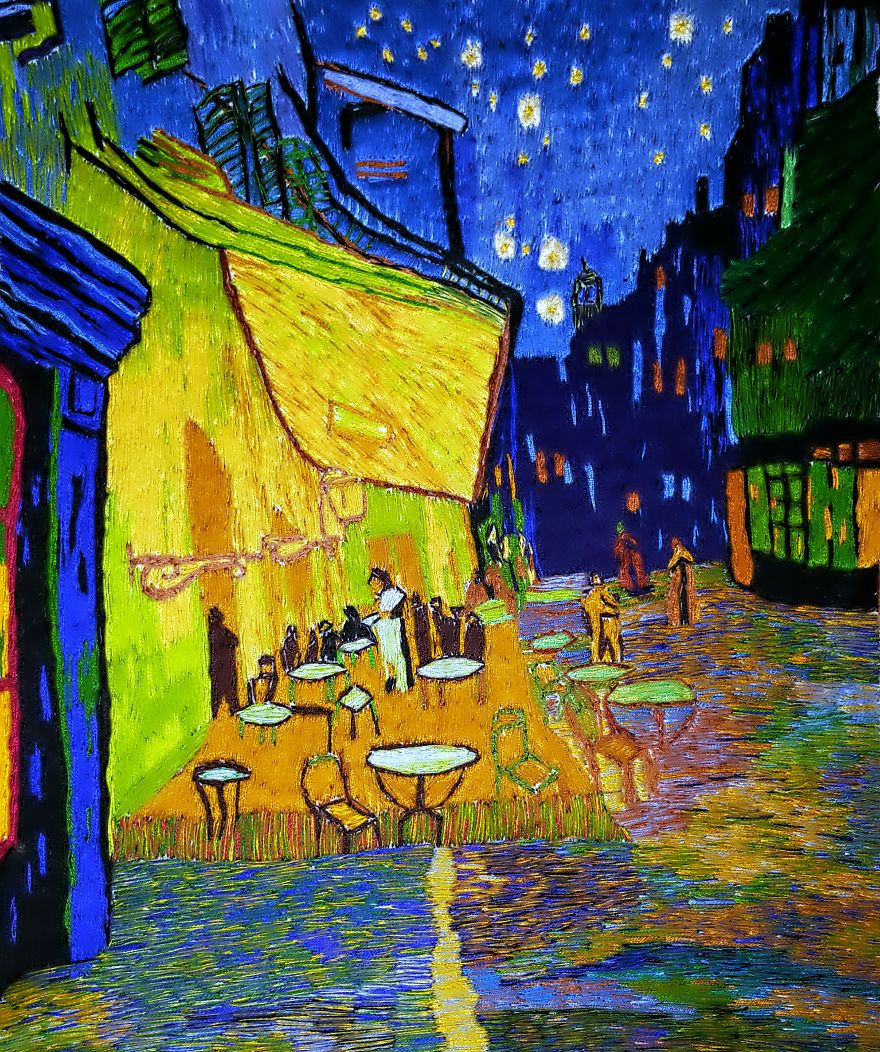 I Spent 200 Hours Embroidering "Café Terrace At Night"