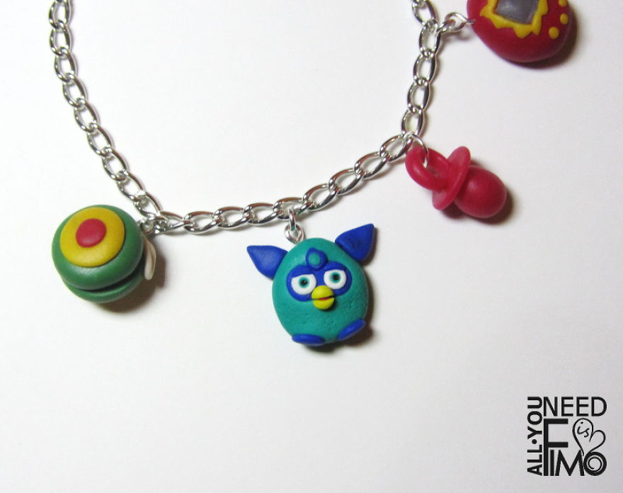 I Made These Bracelet Charms Out Of Polymer Clay! They Remind Me Of 90's ♥