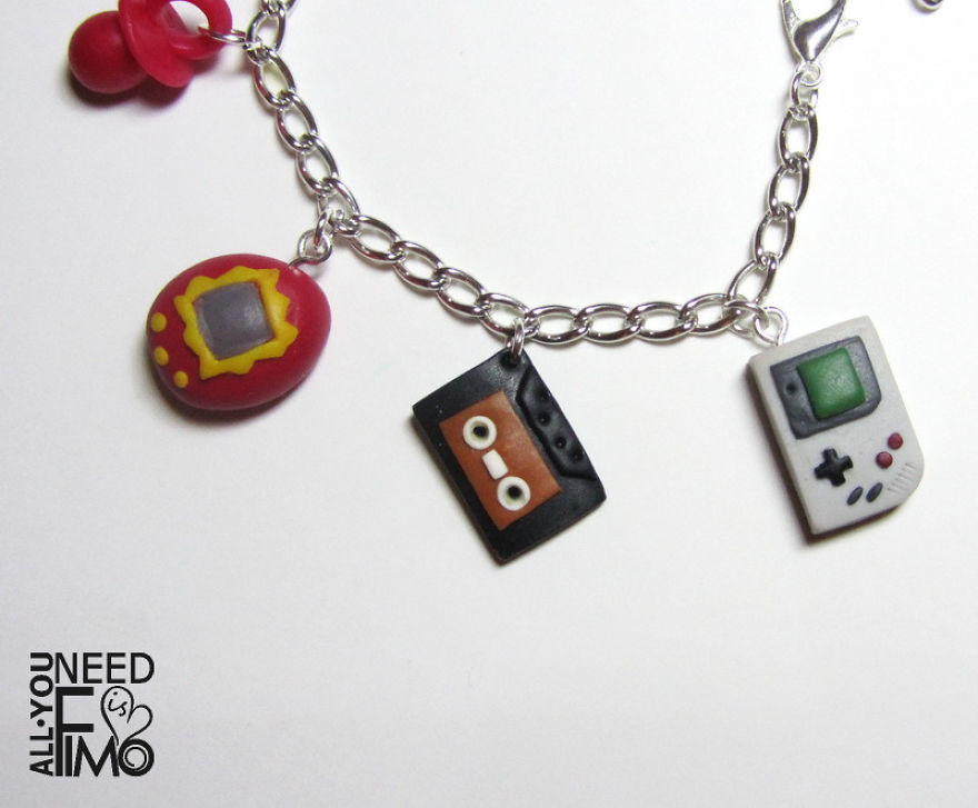 I Made These Bracelet Charms Out Of Polymer Clay! They Remind Me Of 90's ♥
