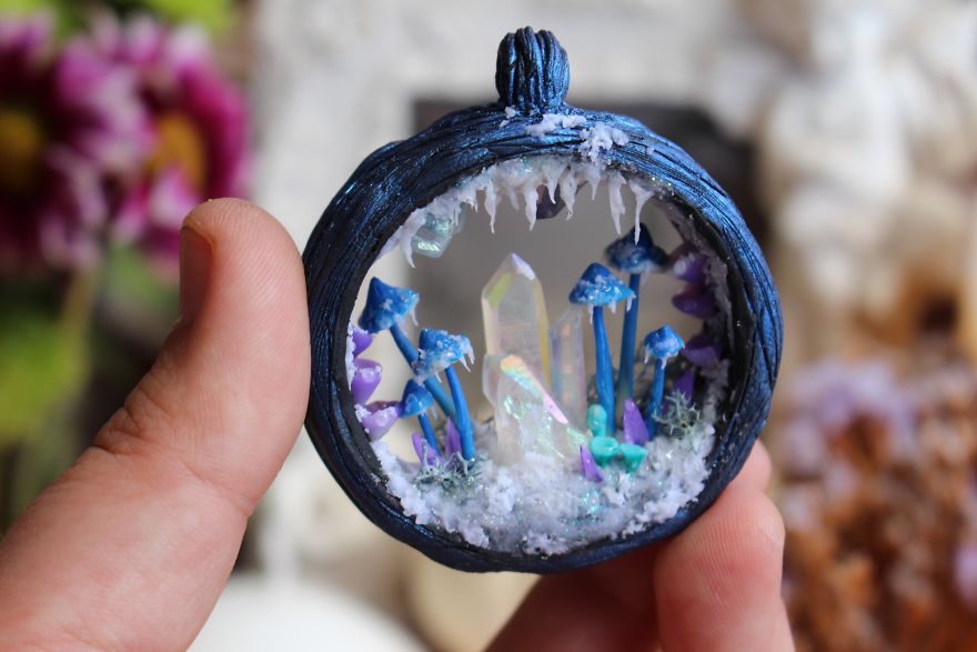 I Make One Of A Kind Magic Portal Necklaces Using Natural Gemstones, Polymer Clay And Precious Metals
