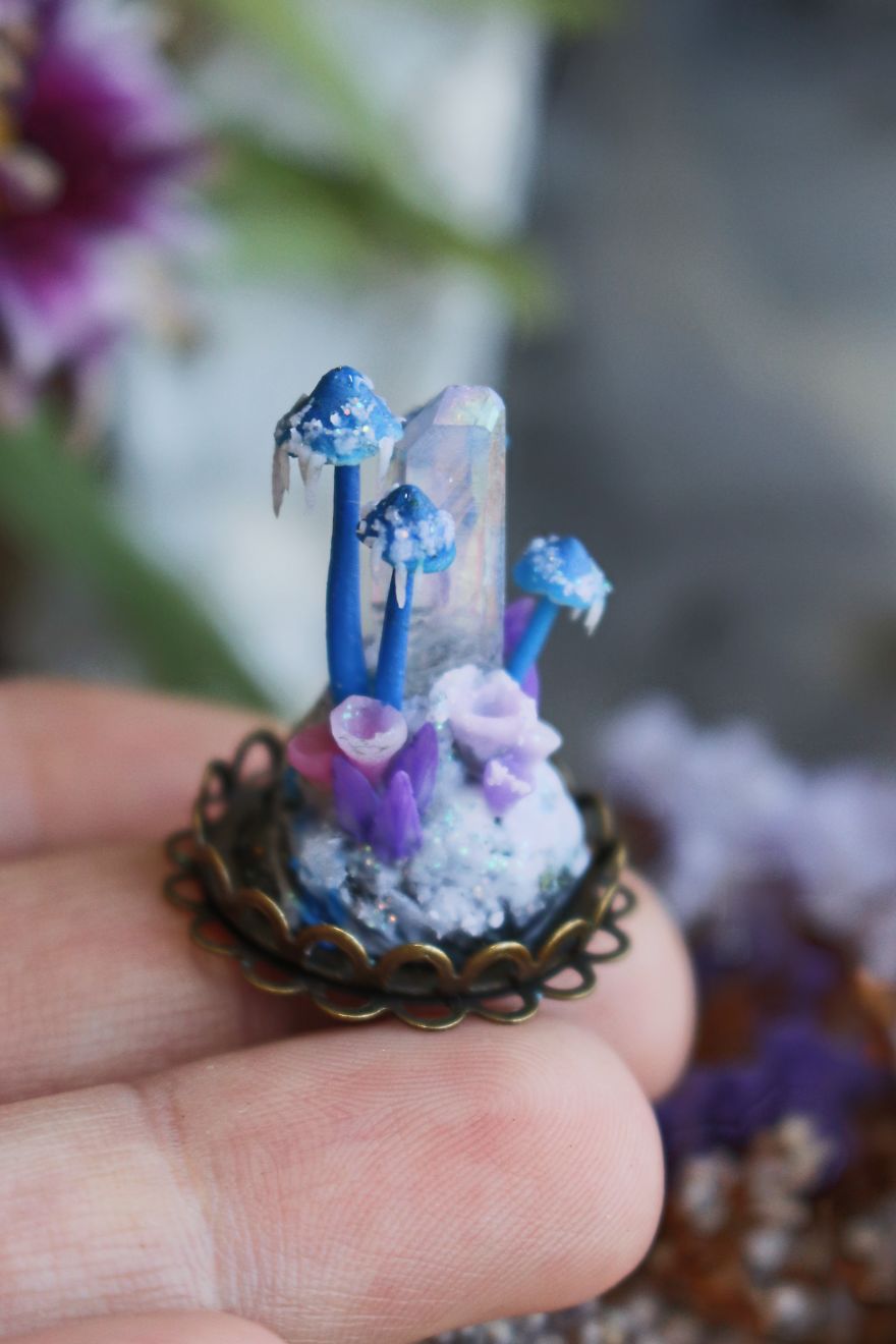 I Make One Of A Kind Magic Portal Necklaces Using Natural Gemstones, Polymer Clay And Precious Metals