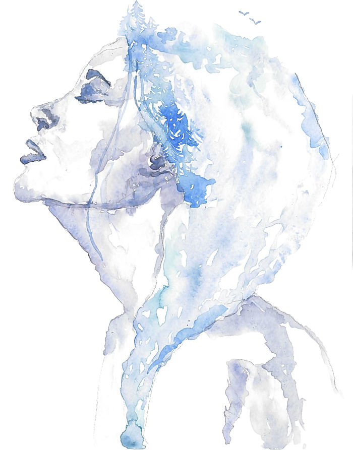 I Paint Watercolor Blendscapes Turning Portraits Into Stories