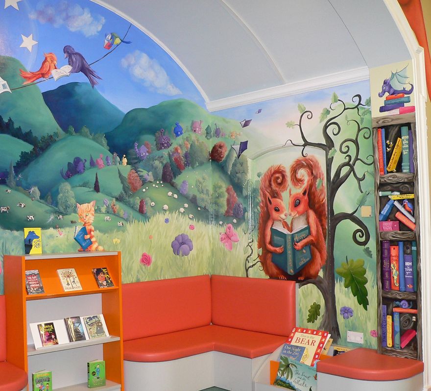 I Transformed An Alcove In The Library Into The Inside Of A Children's Book