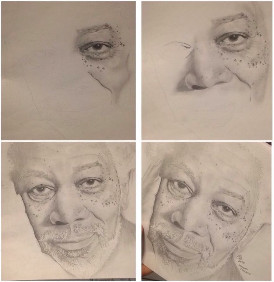I Make Realistic Drawings With Mechanical Pencils, Printer Paper, And My Finger For Smudging And Shading!