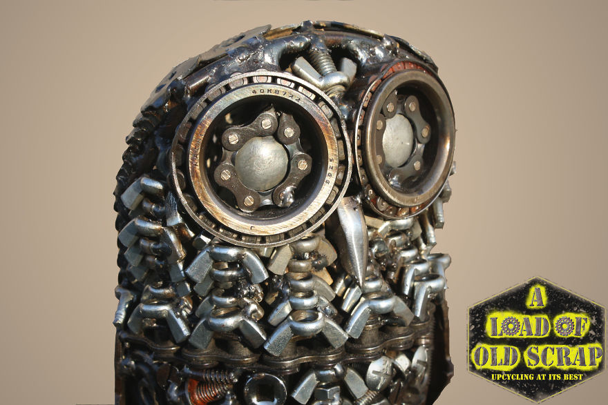 Tawny Owl Inspired Scrap Metal Sculpture