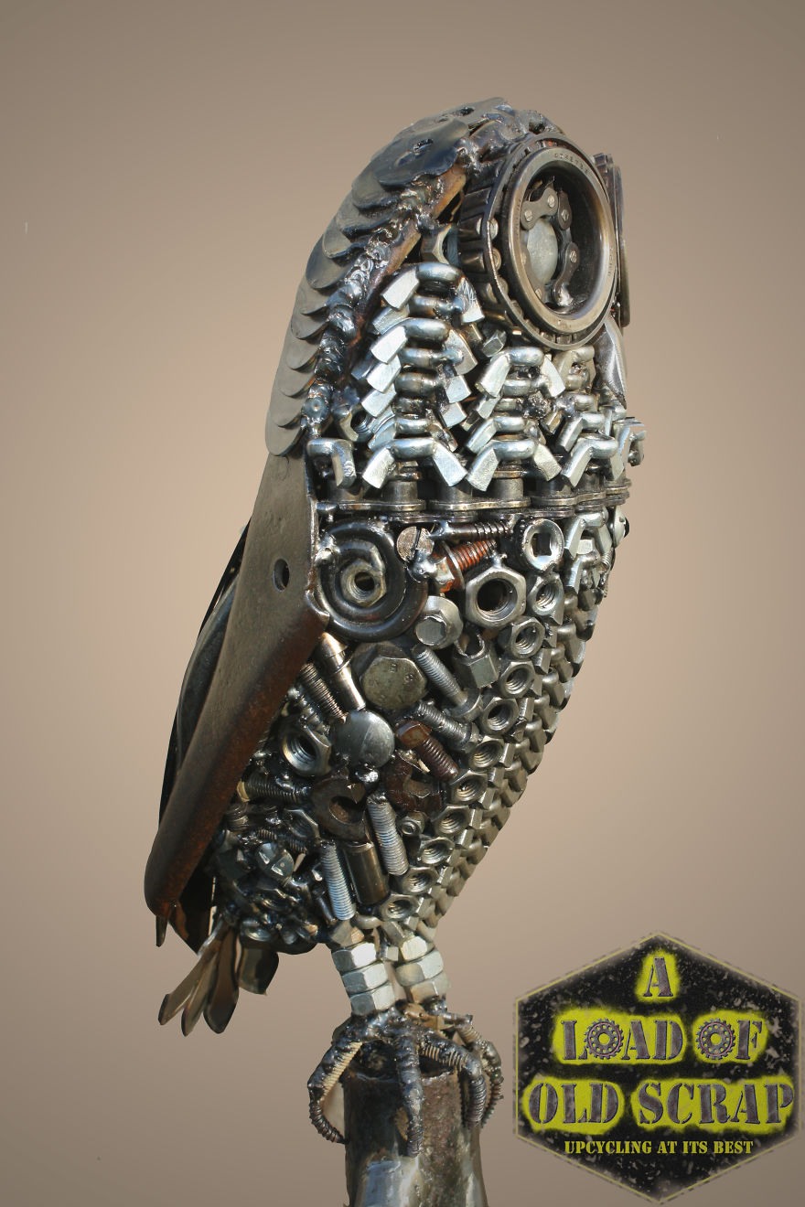 Tawny Owl Inspired Scrap Metal Sculpture
