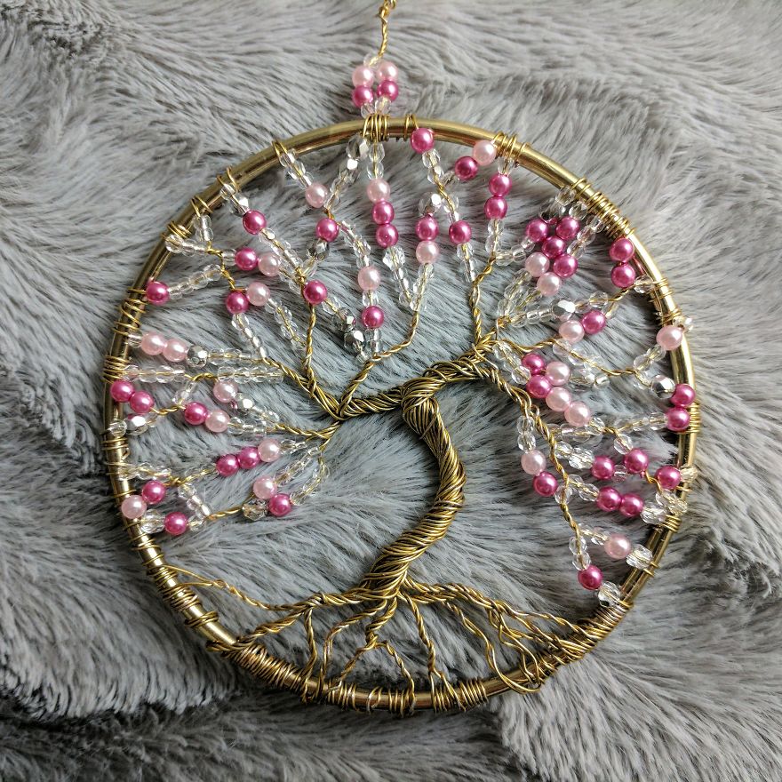 I Make "Tree Of Life" Ornaments Using Wire And A Variety Of Beads.