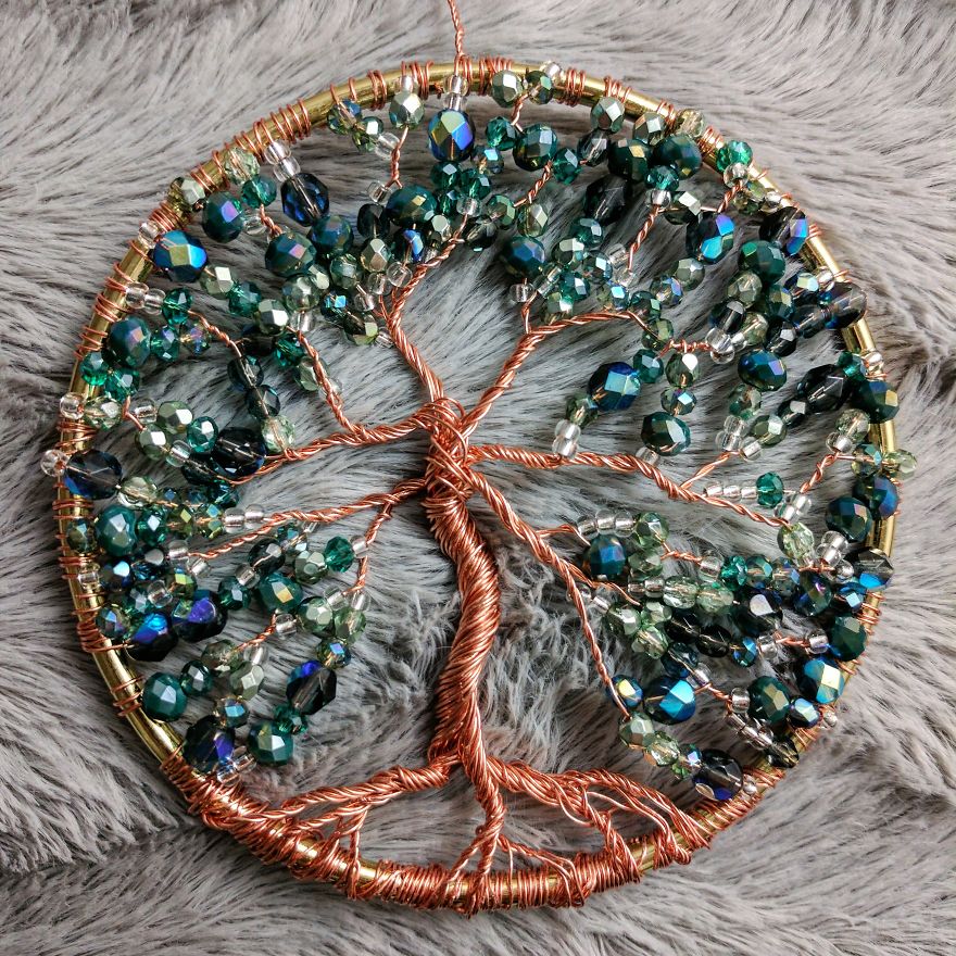 I Make "Tree Of Life" Ornaments Using Wire And A Variety Of Beads.