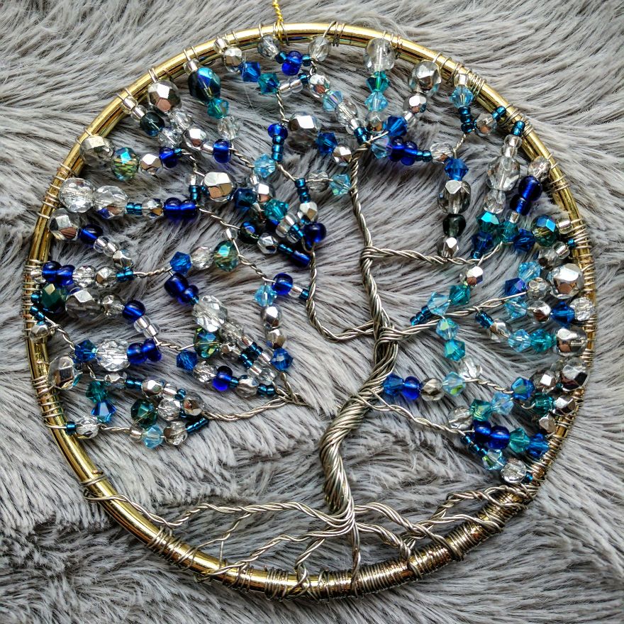 I Make "Tree Of Life" Ornaments Using Wire And A Variety Of Beads.