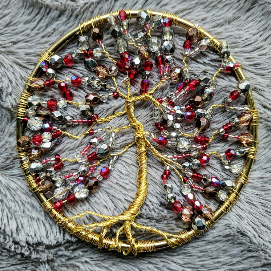 I Make "Tree Of Life" Ornaments Using Wire And A Variety Of Beads.
