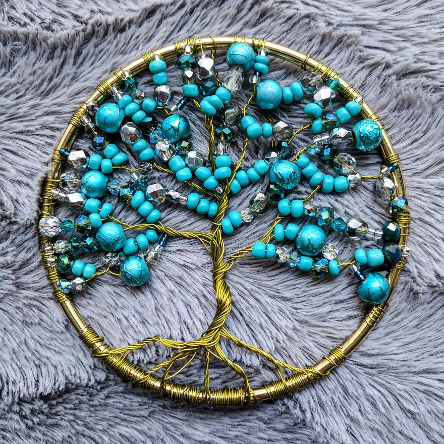I Make "Tree Of Life" Ornaments Using Wire And A Variety Of Beads.