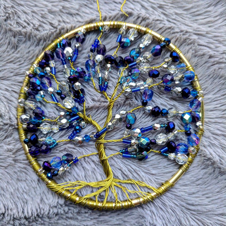 I Make "Tree Of Life" Ornaments Using Wire And A Variety Of Beads.
