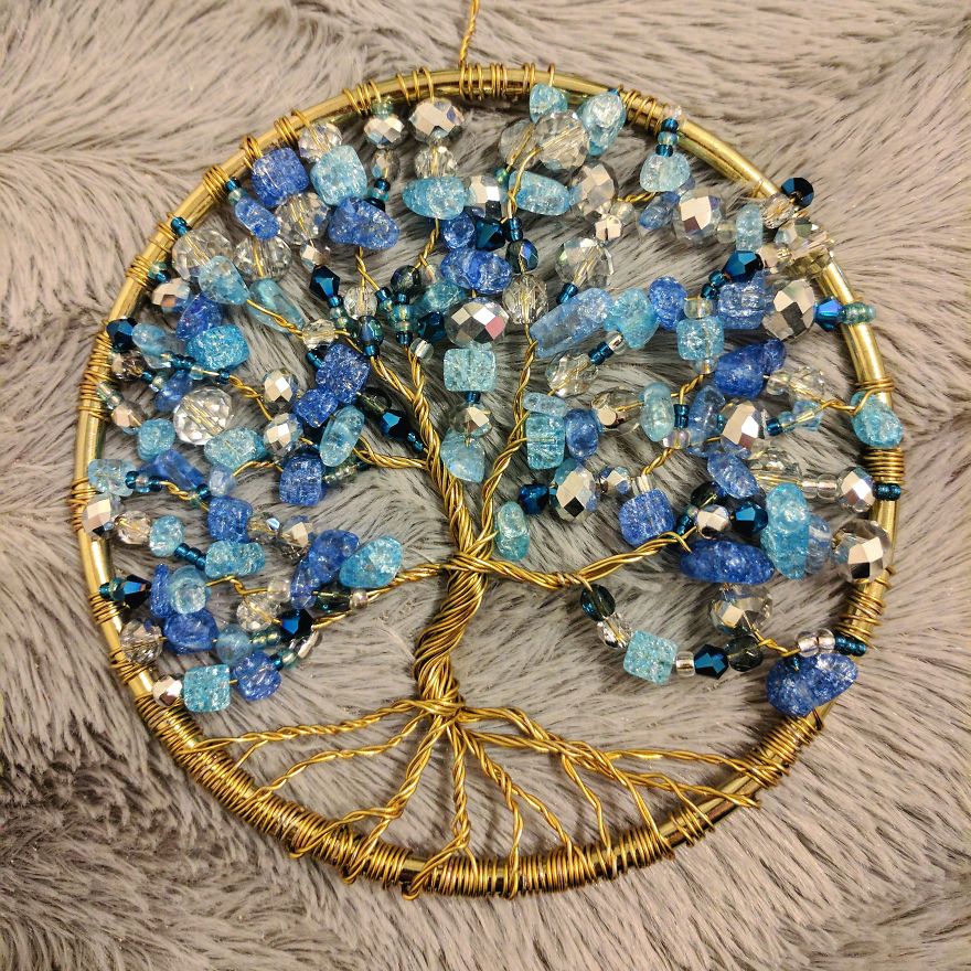 I Make "Tree Of Life" Ornaments Using Wire And A Variety Of Beads.