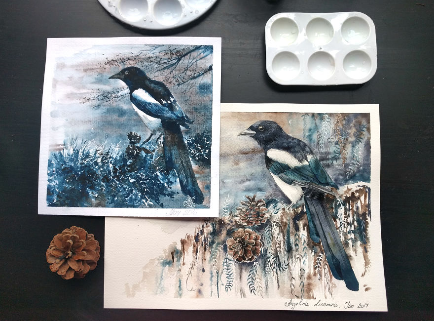 Watercolor Birds To Celebrate My First Anniversary Of Painting With Watercolor